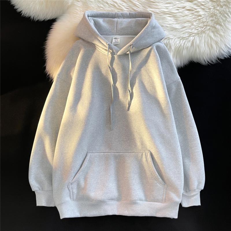 Men's Dark Green High-Gloss Heavy Oversized Hooded Sweatshirt for Autumn/Winter, Plus Velvet, Basic Style.