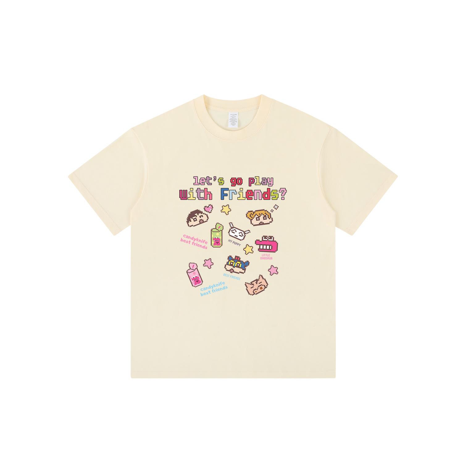 

Japanese Anime Print Cute Cartoon Short-Sleeve Cotton Loose Fit Couple T-Shirt XL