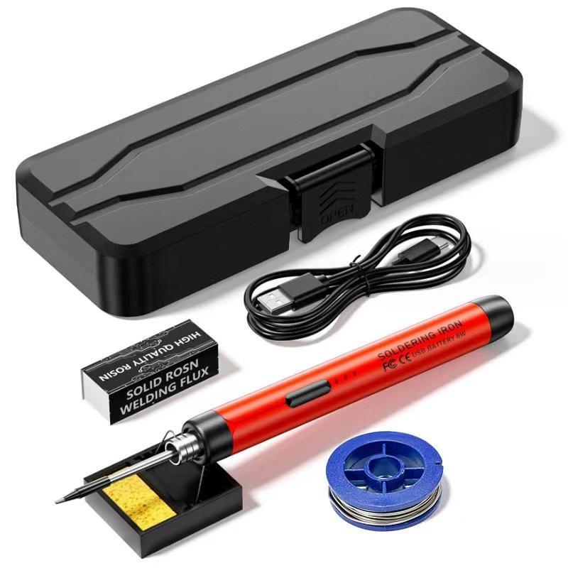Kit de Ferro de Solda USB Aquecimento Rápido com Pontas Extras Estojo de Armazenamento para Drone RC Reparo de Peças Pequenas Soldagem