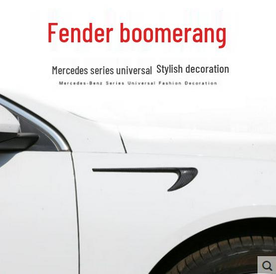 Mercedes-Benz Fender Emblem Side Wind Blade for A-Class, C-Class, E-Class, CLA - Exterior Trim Modification Matte Black Pair