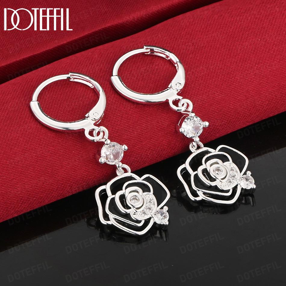 925 Sterling Silver AAA Zircon Flower Earrings - Exquisite Gift Jewelry