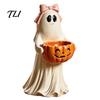 Decorative Figures for Living Room Resin Ghost Statue with Pumpkin Candy Bowl Halloween Table Decor, Decorations Cute Desktop Organizer Bedroom Office