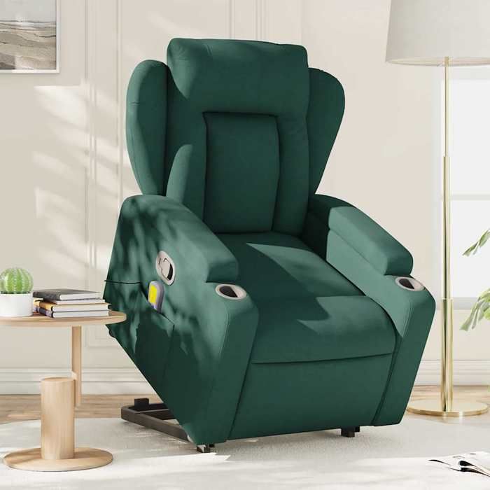VidaXL Fauteuil inclinable de massage Vert foncé Tissu 3204500