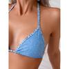 Sexy trojúhelníkové bikiny s halter krkem Dámské plavky z džínoviny s plážovou sukní Dámské plavky Koupací plavky Plavky