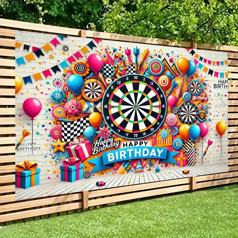 Dart Birthday Party Photography Background Printing Tapestry Birthday Decoration Supplies, Celebration Decoration