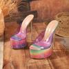 Pesstwei Neue Sexy Stiletto-High Heels Damen-Slipper Design Stil Bunte PVC-Transparente Bankett-Slides Damenschuhe