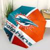 Miami Dolphins NFL Automatic Opening Rain Umbrella - Portable 3-Fold Design with 8-Bone Iron Frame, for Fans and Travelers, Ideal Gift for F