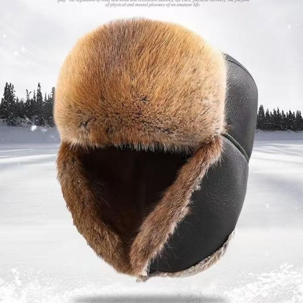 Fashion Thick Warm Winter Bomber Hat Ear Protection Windproof Ushanka Fur Hat Casual Ski Russian Cap Outdoor
