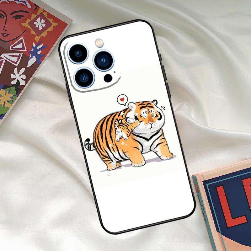 fat tiger Cartoon Funny Phone Case For iPhone 16 14 13 12 11 15 17 Pro Max 15 16 Plus 13 Mini 16e 17 Air Funda Cover