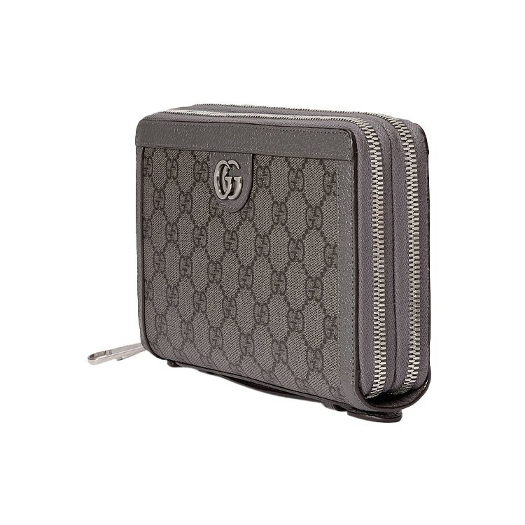 Gucci Ophidia Double G Logo Zip Closure Canvas And Leather Travel Bag Women Bags Gray 751610-UULBN-1244