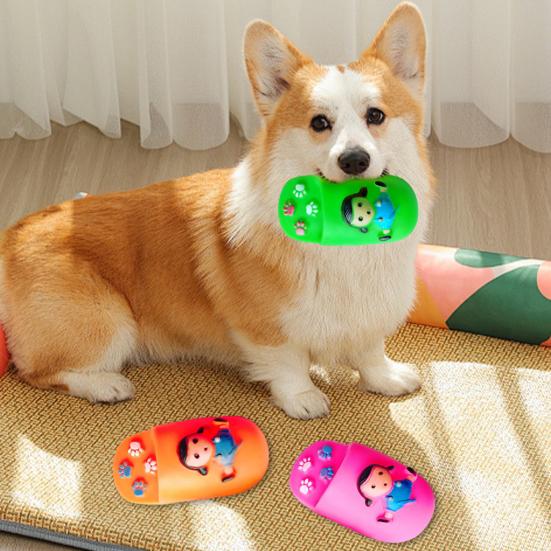 Dog Slipper Toy Squeaky Cute Slipper Dog Chew Toy Teeth-Cleaning Toy for Puppy Teething Dogs Interactive Fetch Play