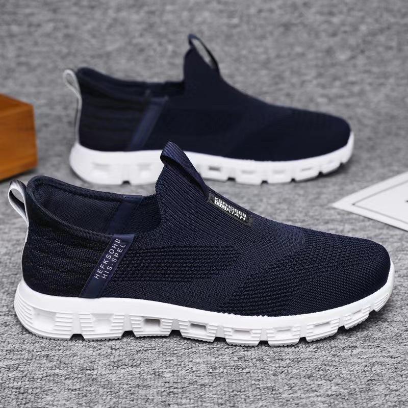 

Men s casual shoes new sports fly-woven breathable lightweight sports style casual shoes men s shoes 45 синий