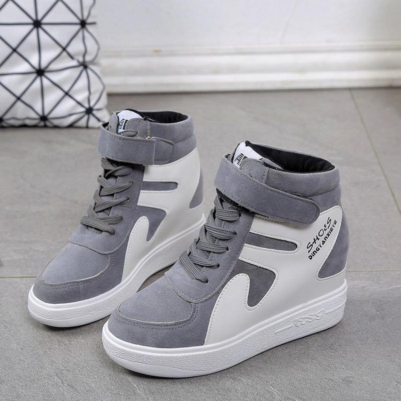 

Осенние новые кексы на толстой подошве, повседневные одинарные туфли, женские туфли на внутренней платформе, на шнуровке, цветные, с круглым носком 40 серый