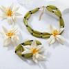 New Handmade Beaded Large Flower Choker Necklace Exaggerated Flower Resin Earrings
