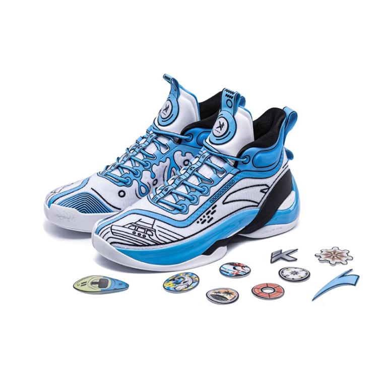 New Anta KT7 KT 7 Nitrogen Technology Anti-Slip Wear-Resistant High-Top Basketball Shoes White Blue 112221101-3