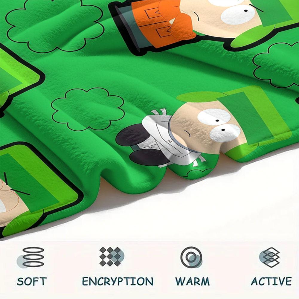 Kyle South Park Printed Flannel Blanket, soft throw for bedroom sofa, washable, fan merchandise, great gift.