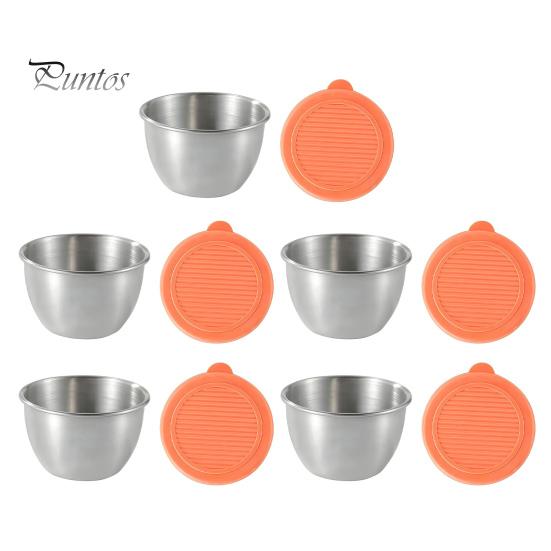 Reusable Dressing Containers for Work Stainless Steel Sauce Cup with Silicone Lid, Small Easy Clean Kids Condiment Container, Dipping Bowl Travel And