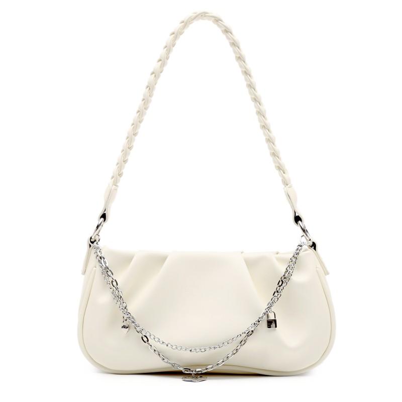 New Women Single Shoulder Bag Solid Color Chain Decor Female Cloud Handbag Fashion Simple All-Matched Underarm Bag