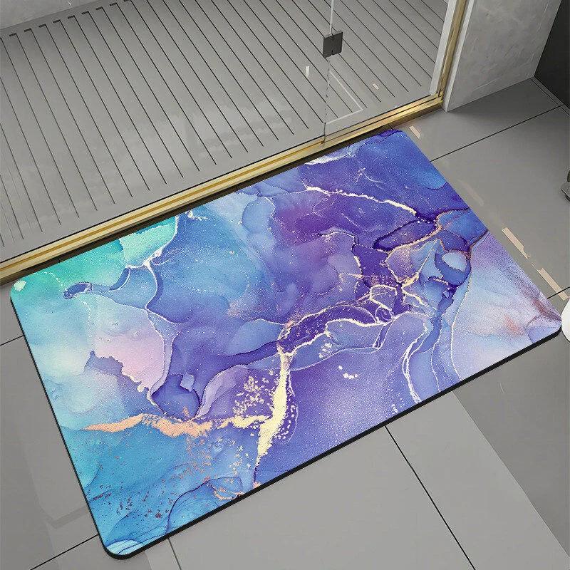Modern Marble Printed Bathroom Floor Mat Absorbent Non Slip Bathtub Rug Decorative Carpet Bathhouses Accessories Home Room Decor