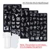 Simple Flowers Nail Art Stamping Plates Set 3D French Floral Butterfly Leaf Printing Template Plate Nail Stencils Manicure Tools