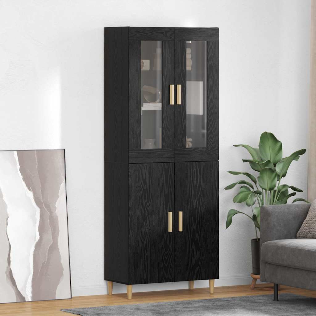Highboard Black Oak Effect 69.5 x 34 x 180 cm