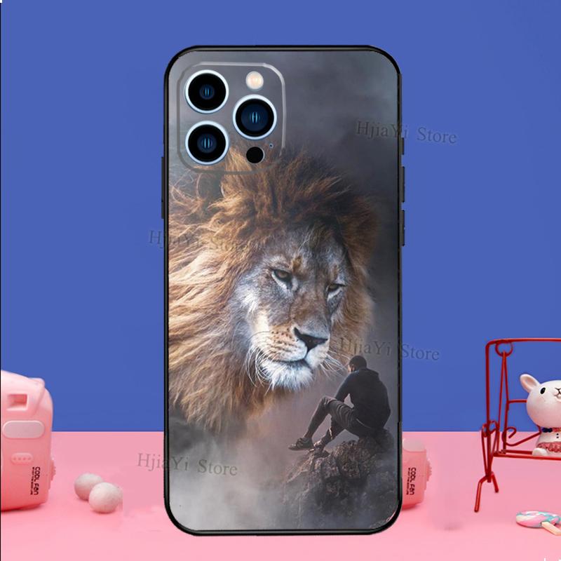 Lion Animal Case For iPhone 16 15 13 11 12 14 Pro Max XS XR X Plus 13 mini Soft Cover Fundas Capa Shell