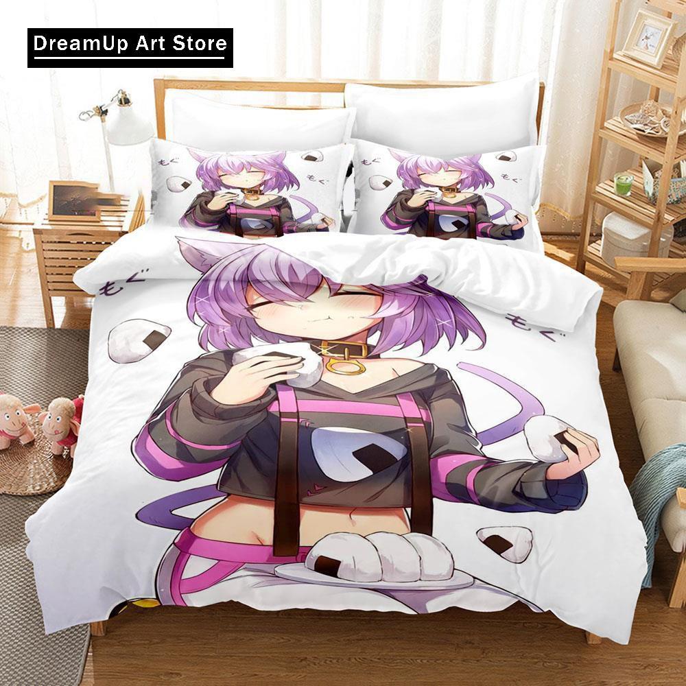 3d Print Anime Nekomata Okayu Bedding Set Boys Girls Twin Queen Size Duvet Cover Pillowcase Bed Kids Adult Fashion Home Textiles