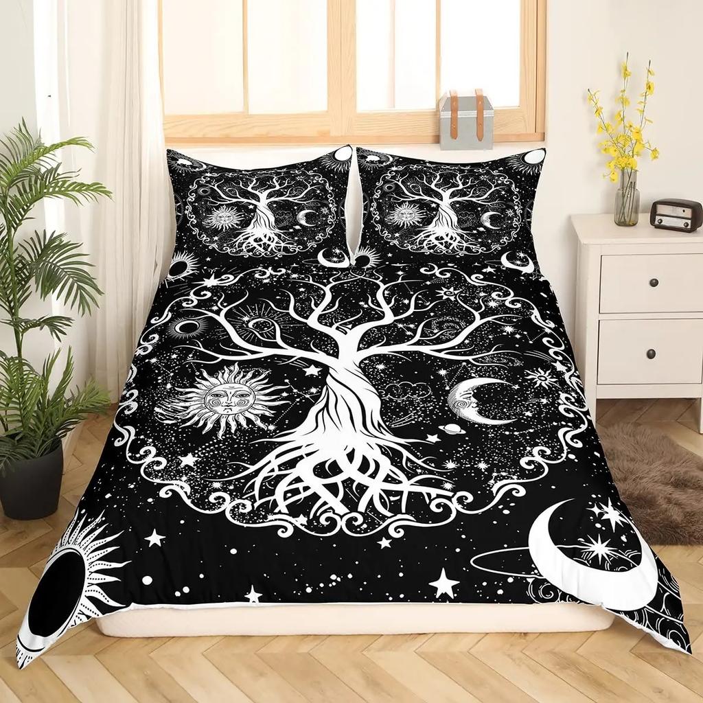 Tree Of Life Duvet Cover Set Natural Scenery Bedding Sets Teen Adult Botanical Comforter Cover Autumn Leaves Quilt Set Full Size