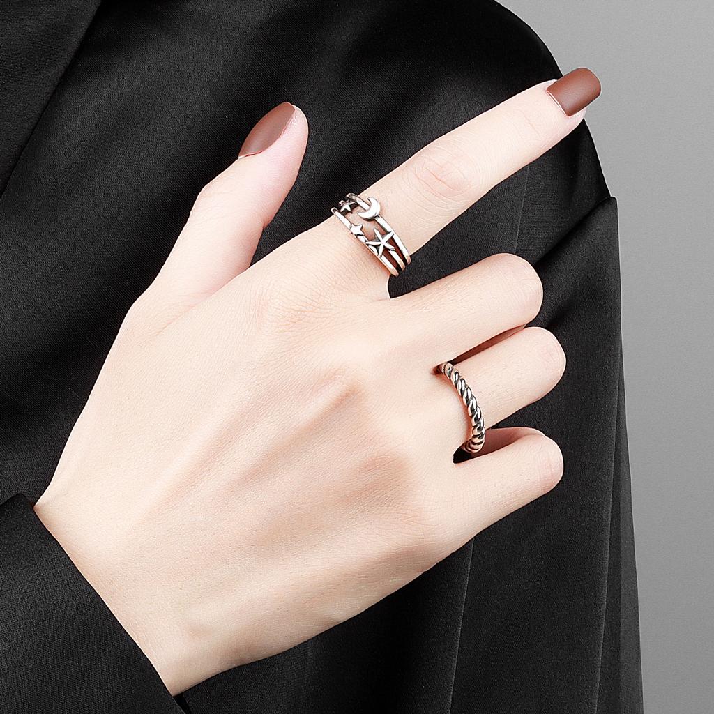 Vintage Twisted Rope Star Open Ring For Women Fashion Irregular Statement Band Party Jewelry