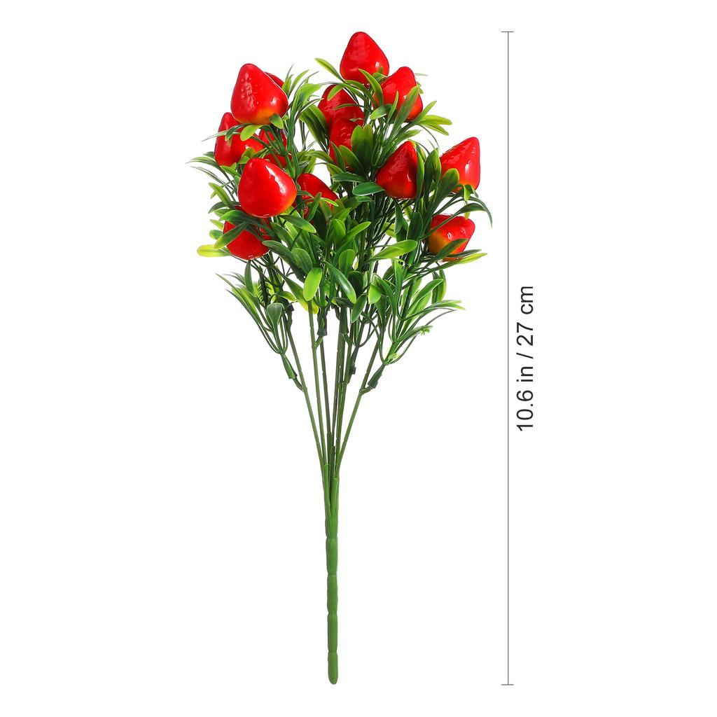 3 Pcs Simulation Strawberry Bouquet Artificial Branch Decor for Holiday Plant Flower Basket Fake Bunches Stem Pvc Plants Adorn