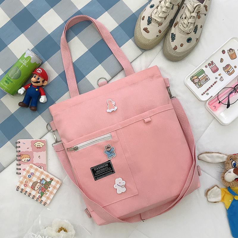 Korean Style Canvas Crossbody Tote - Versatile Large Capacity Fashion Shoulder Bag for Students