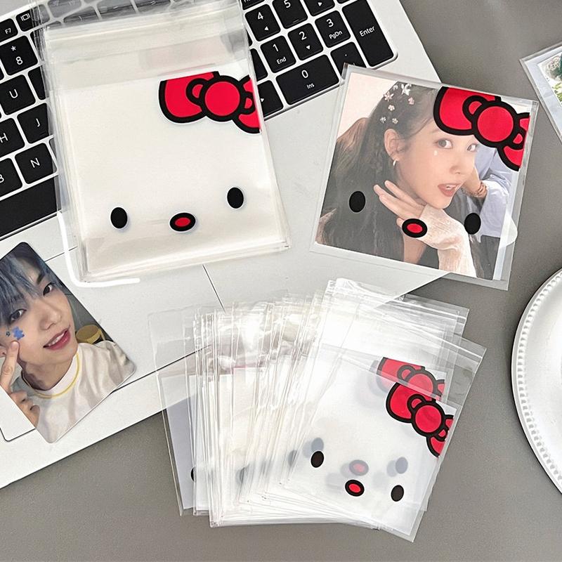 100Pcs Sanrioed Hello Kitty Printed Ziplock Bag Star Card Packing Self-Sealing Storage Bag Cartoon Disposable Candy Sealable Bag