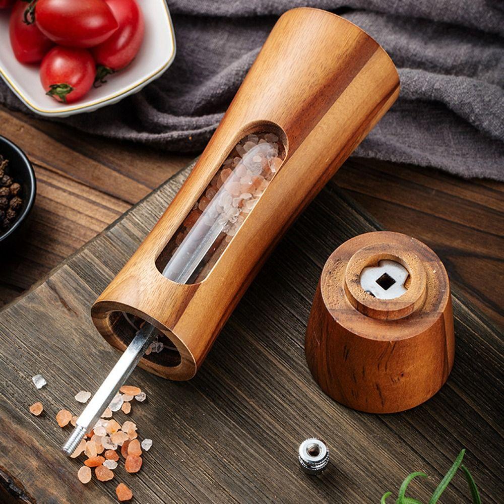 1/2Pcs Manual Salt and Pepper Mill Transparent Window Sea Salt Jar Pepper Grinder  Household