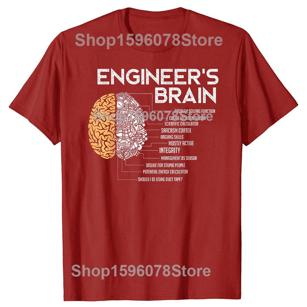 Funny Engineers Brain Graphic 100 Cotton Tshirts Men Fashion Print Tshirt Loose Oversized Streetwear Hip Hop Unisex T Shirt