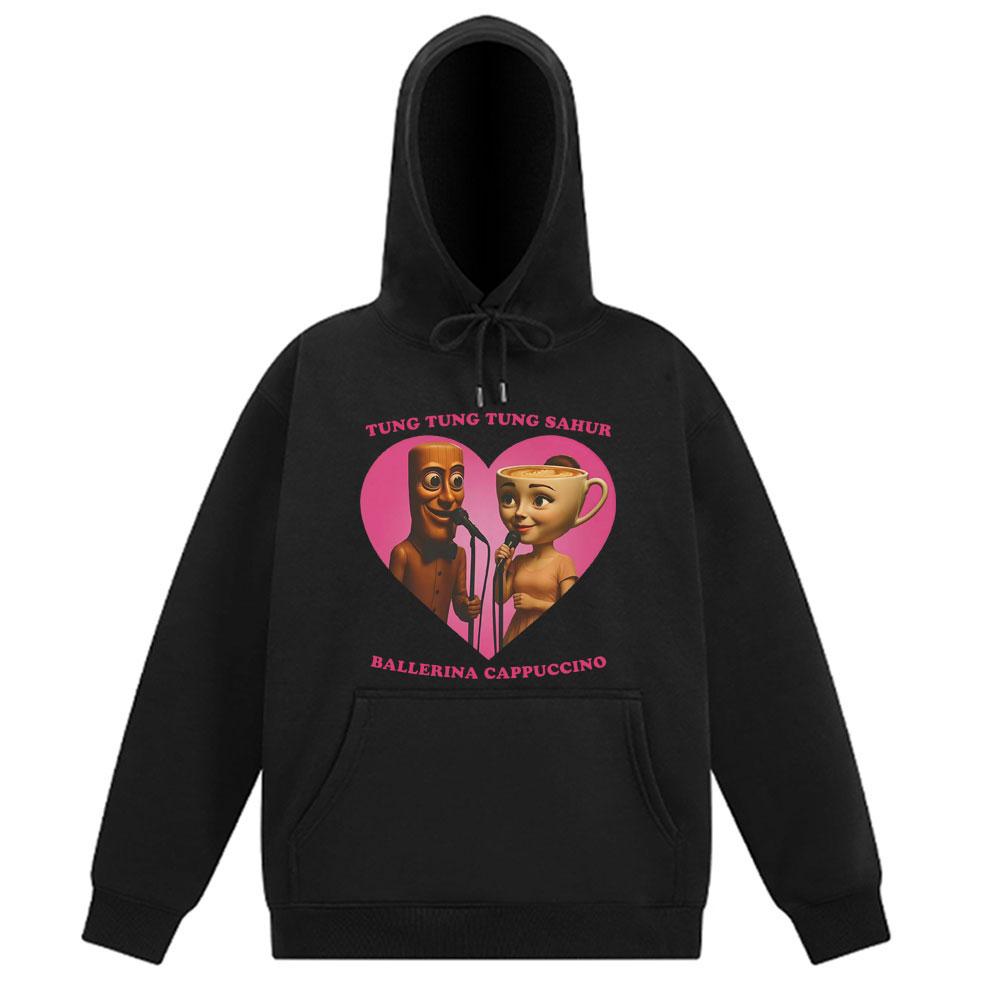 

Tung Tung Tung Sahur and Ballerina Cappuccino Hoodies Italian Brainrot Unisex Long-sleeved Tracksuit Oversized Casual Pullover 3XL