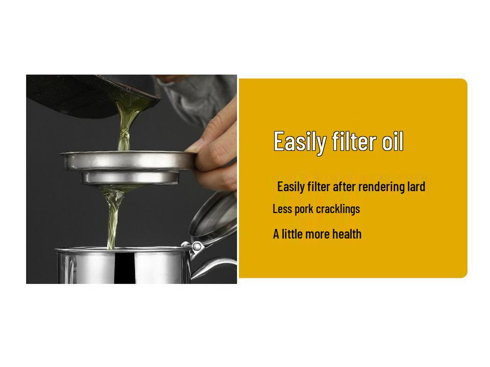 Leak-Proof Stainless Steel Oil Storage Pot with Filter