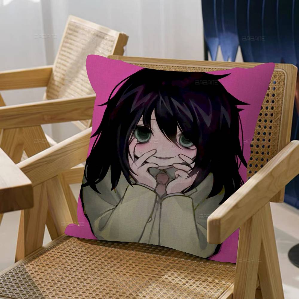 Anime Cartoon K-Kuroki T-Tomoko Cushion Cover Car Throw Pillow Case For Sofa Car Christmas Gift 40x40cm 45x45cm