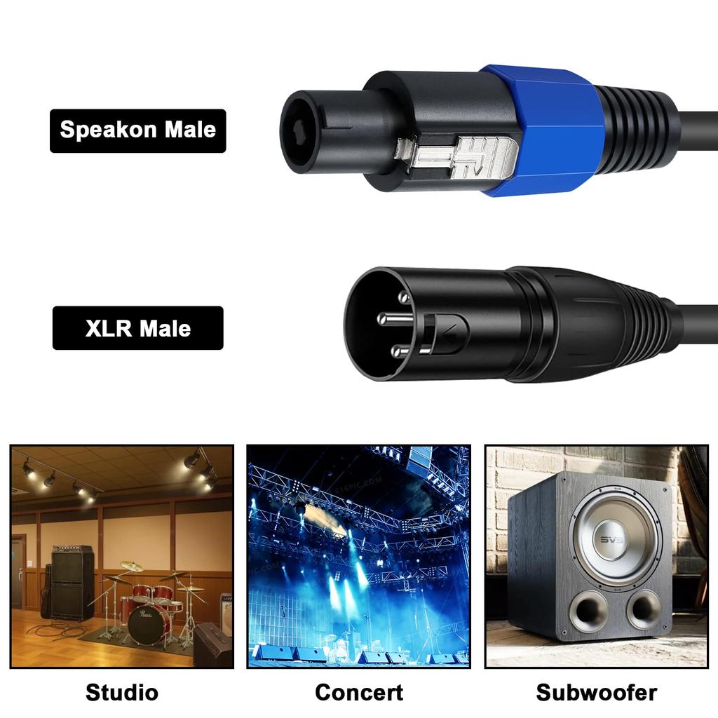 Poyiccot SpeakOn - XLR Cable, Speakon XLR Conversion Cable [SpeakOn Male to 3-Pole XLR Male Extension Wire] Speakon Conversion Cable, Speakon