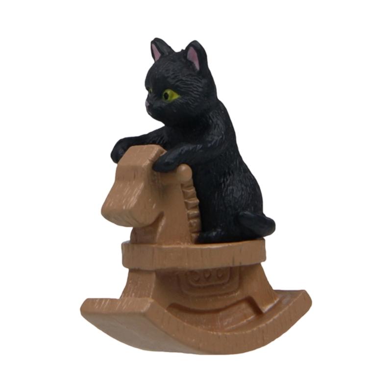 Small Figurines Decoration Car Dashboard Miniature Riding Rocking Horse Cats Ornament Center Console Mounted Cats Decoration