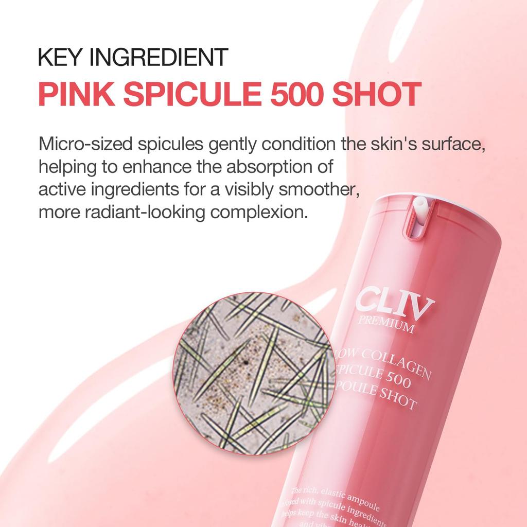 CLIV Glow Kolagenowe Serum w Ampułce ze Spikulami z 500% Kolagenu do Ujędrniania i Nawilżania - Koreańska Pielęgnacja Skóry - 30ml