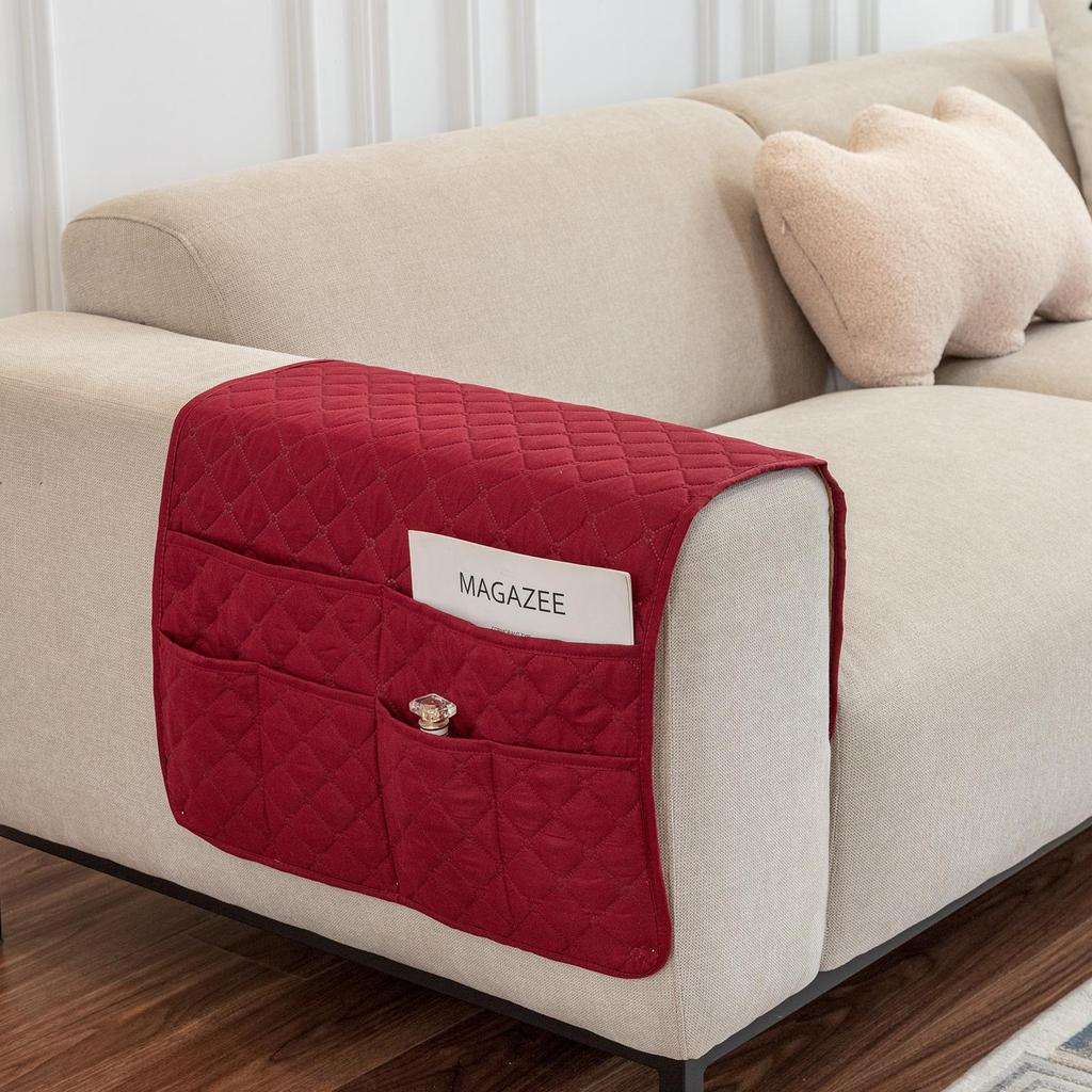 Multifunctional Sofa Armrest Organizer with Storage Pockets for Magazines and Remotes