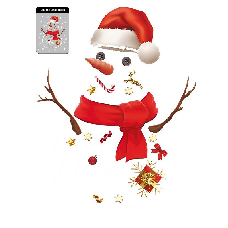 Christmas Festive Atmosphere Decorative Window Stickers, Window Glass Door Stickers, Cartoon Snowman Static Decorative Stickers