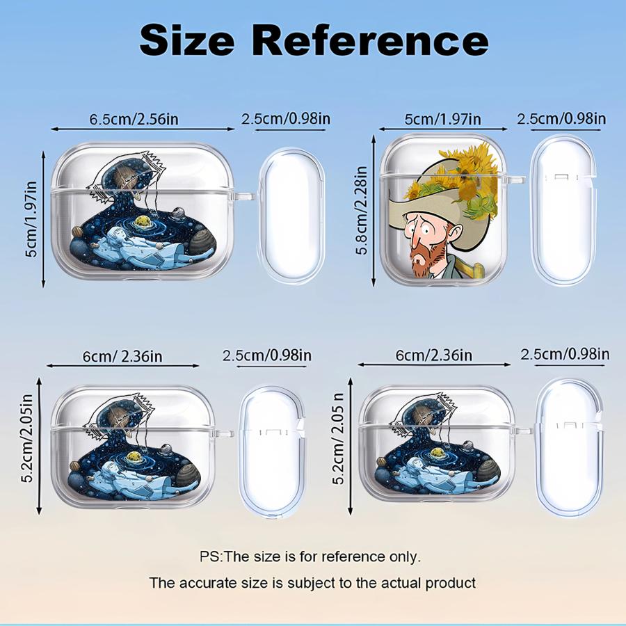 Clear Earphone Cases Cover Case For Airpods 3 4 Pro3 Pro2 Pro 1 2 Van Gogh Creative Design