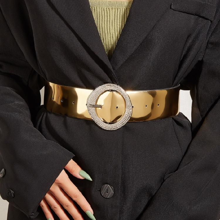 Female Belt Gold Color Glitter Waist Belt Decorative Belts for Womens Jeans