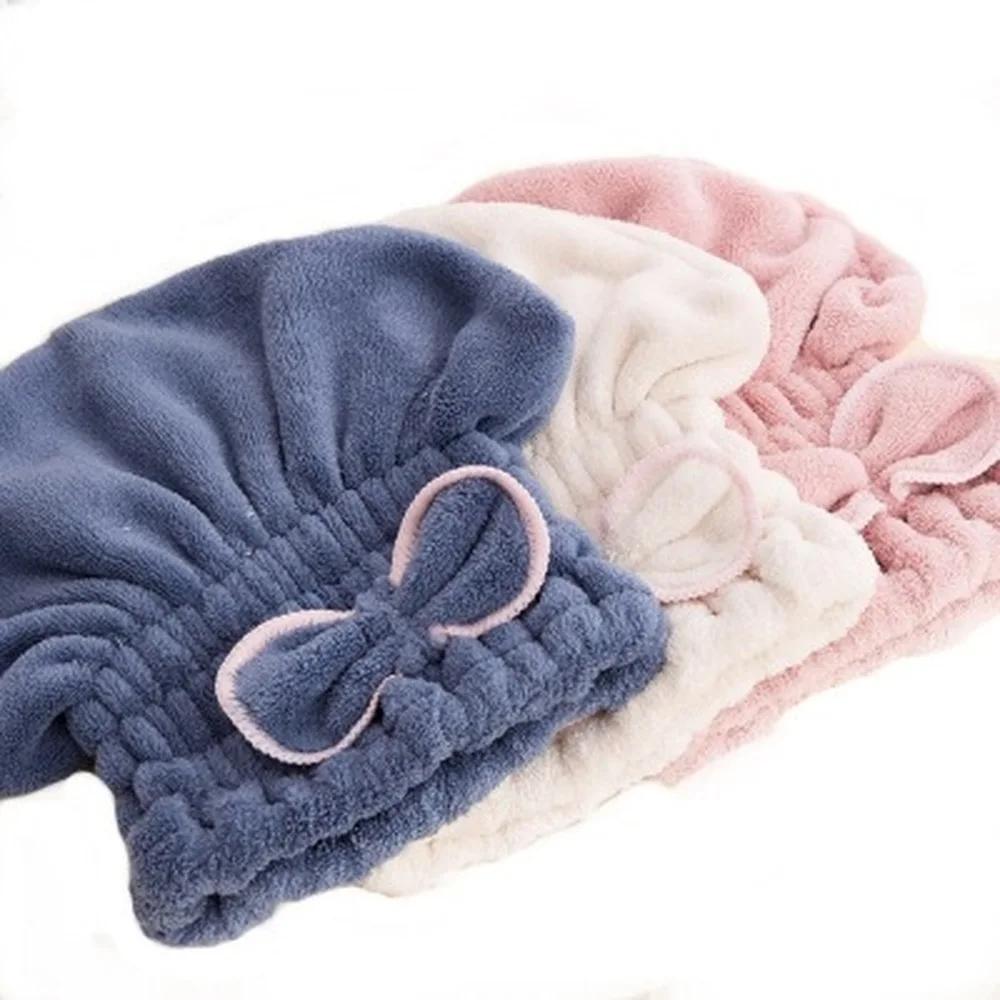 1pcs New Microfiber Bathrobe Dry Hair Cap Coral Fleece Bath Thickened Princess Hat Super Absorbent Dry Hair Cap