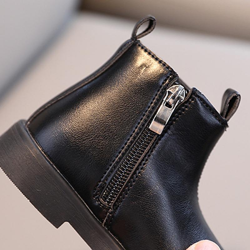 Boys Girls Boots Casual All-Match Comfortable Simple Side Zipper Design Non-Slip Short Boots
