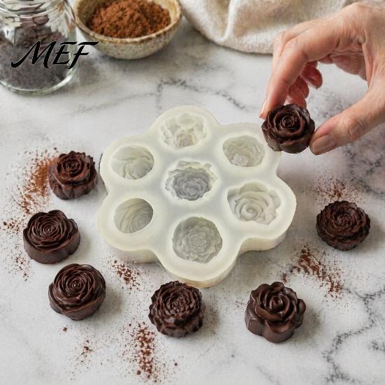 Flexible Silicone Bakeware Rose Peony Mold, 7 Cavities Baking Mold for Making Cake Professional Pastry Molds Chocolate Candle Soap, Non Stick