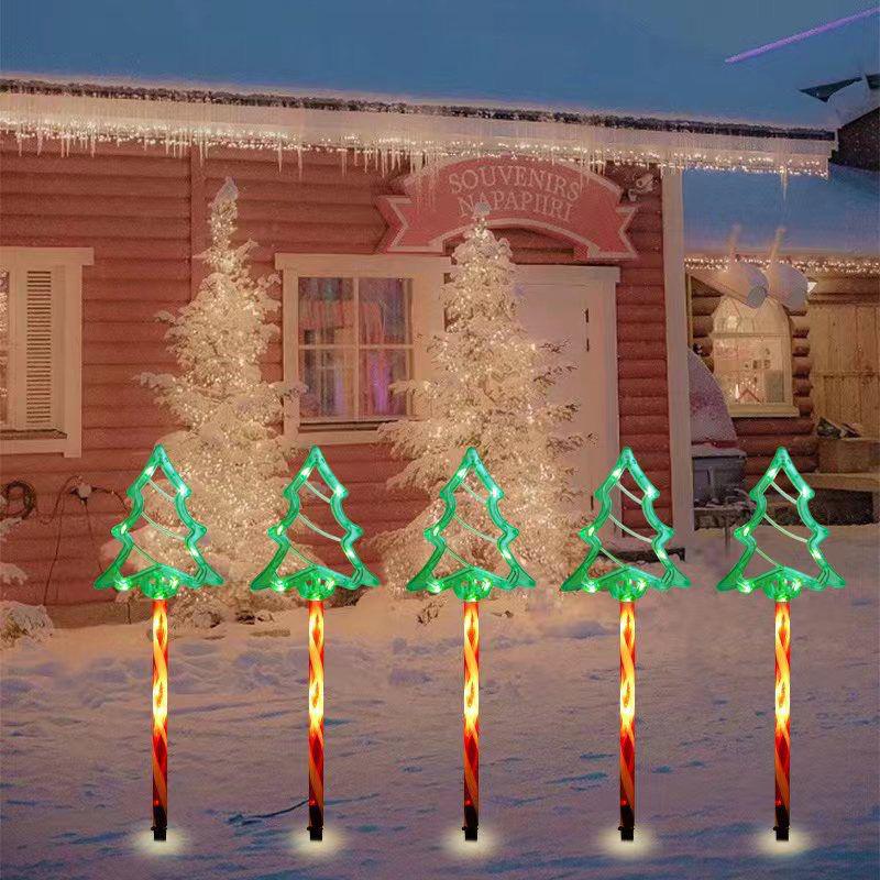 Solar Snowflake & Star Cane LED Garden Light for Outdoor Christmas Decor