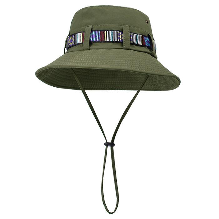 

9234 Spring and summer fashion ribbon bucket hat men and women outdoor fishing mountaineering hat large brim sun hat