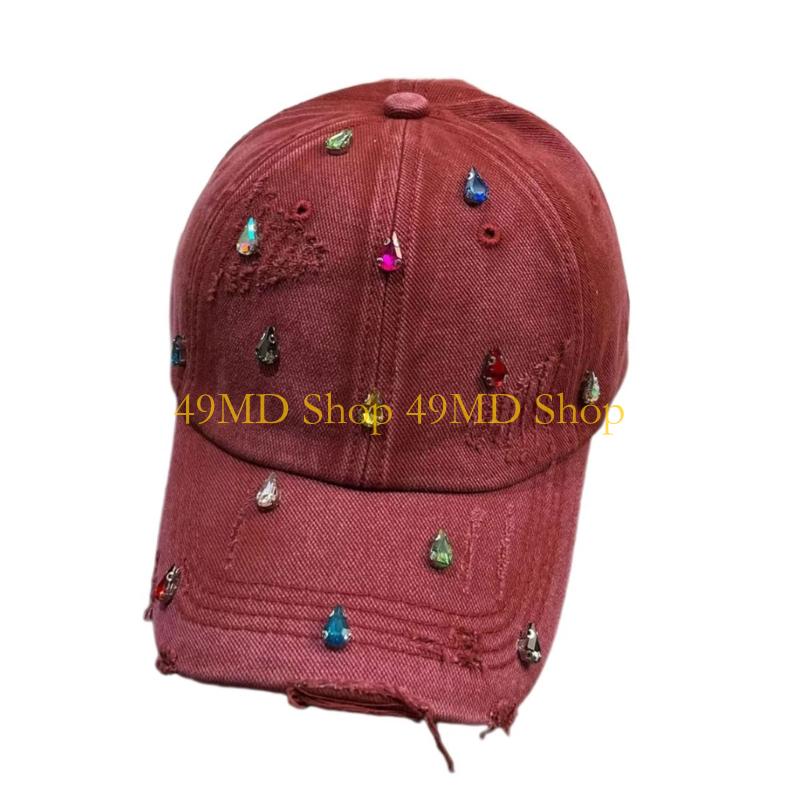 49MD Rhinestones Baseball Hat Fashion Denims Hat Retros Street Hat Sunshades Hat